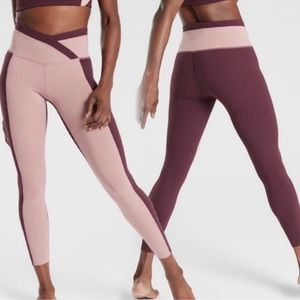 Athleta Chroma 7/8 Tights Size M Maroon/Dusty Rose Color Leggings